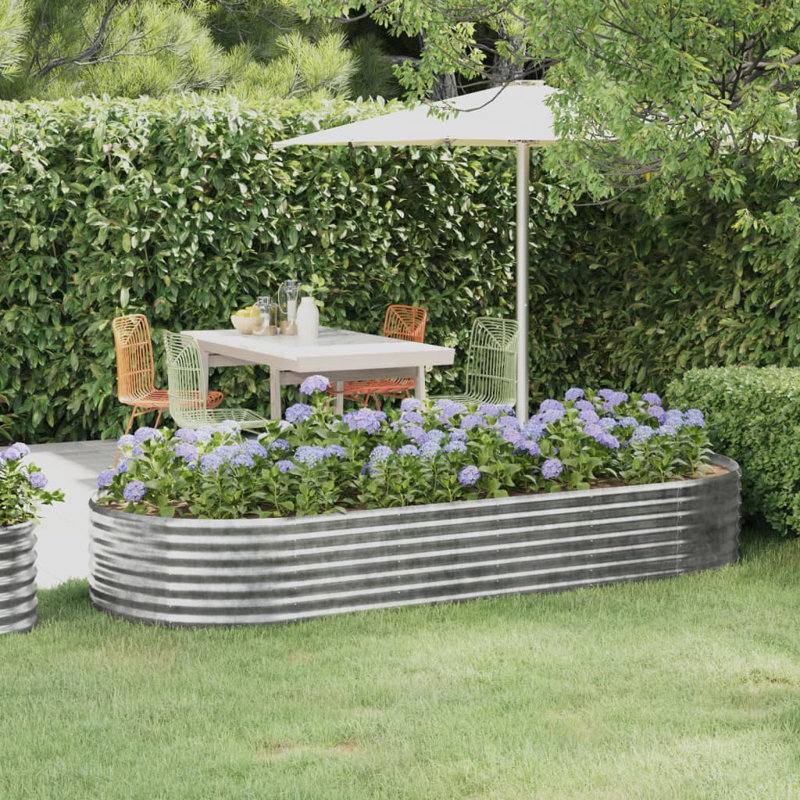 Garden Raised Bed Powder-coated Steel, silver, 36cm H x 249cm W x 100cm D