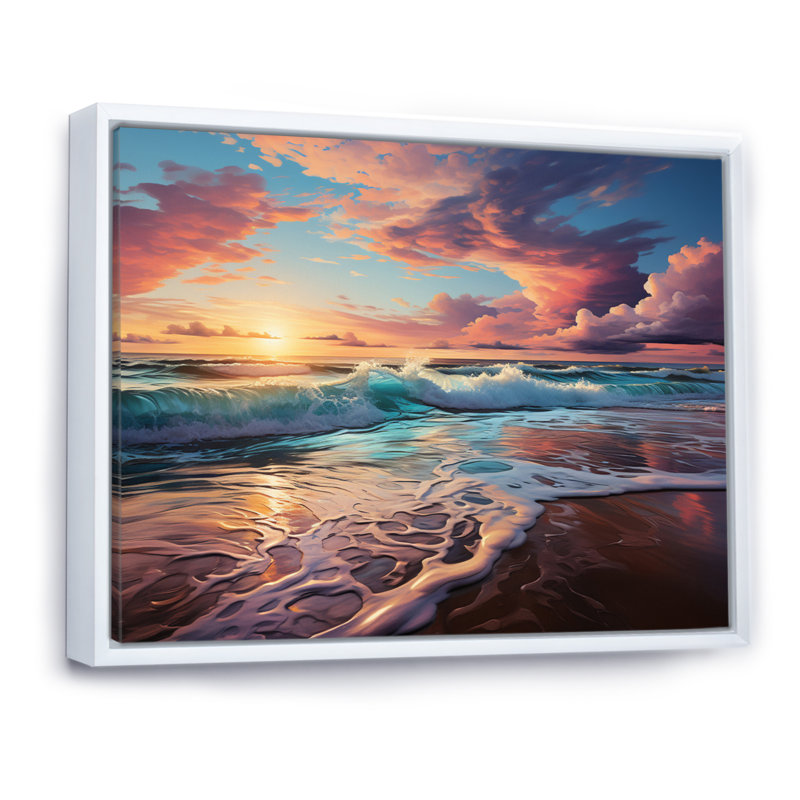 «Sunset Horizon II», reproduction sur toile encadrée, H 16 po x l 32 po x P 1 po, Cadre flottant blanc