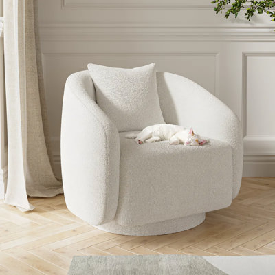 Daxia Upholstered Linen Sateen Swivel Barrel Chair