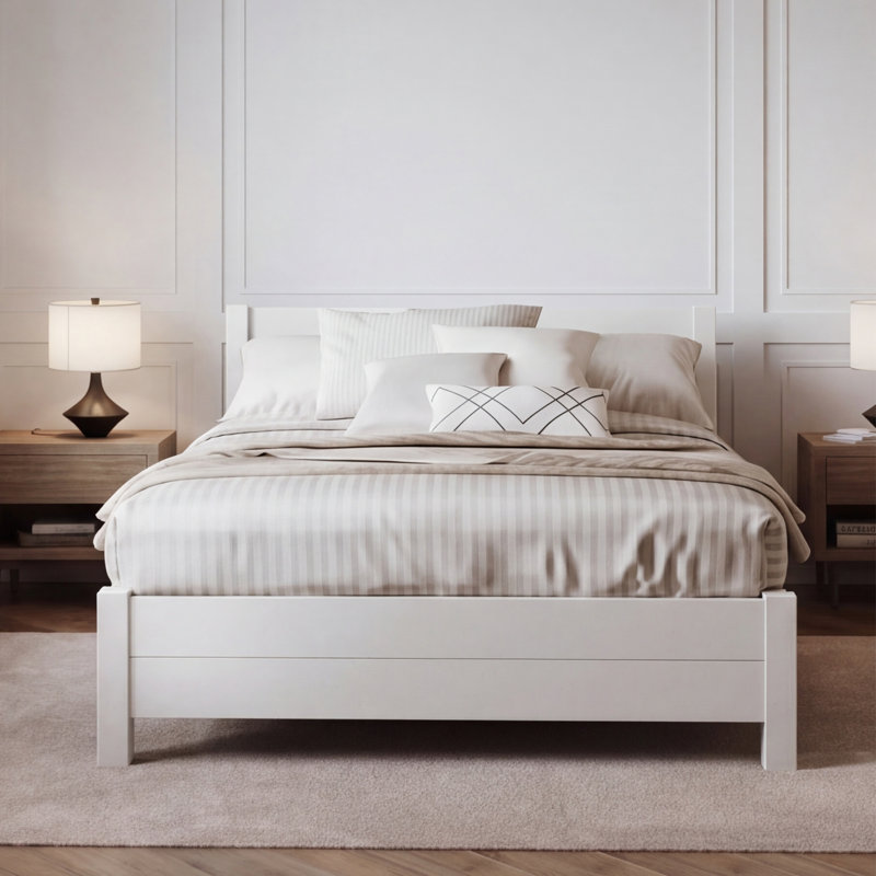 Structure de lit Edgecumbe, Lit double, Blanc