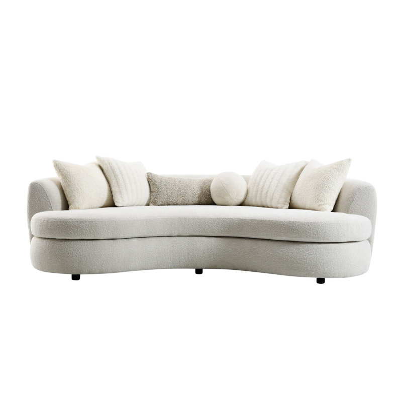 Iniko Beige Boucle Sofa With Toss Pillows