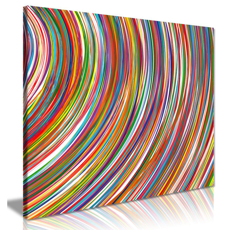 Rainbow Curved Stripes - Wrapped Canvas Print, 31cm H x 31cm W