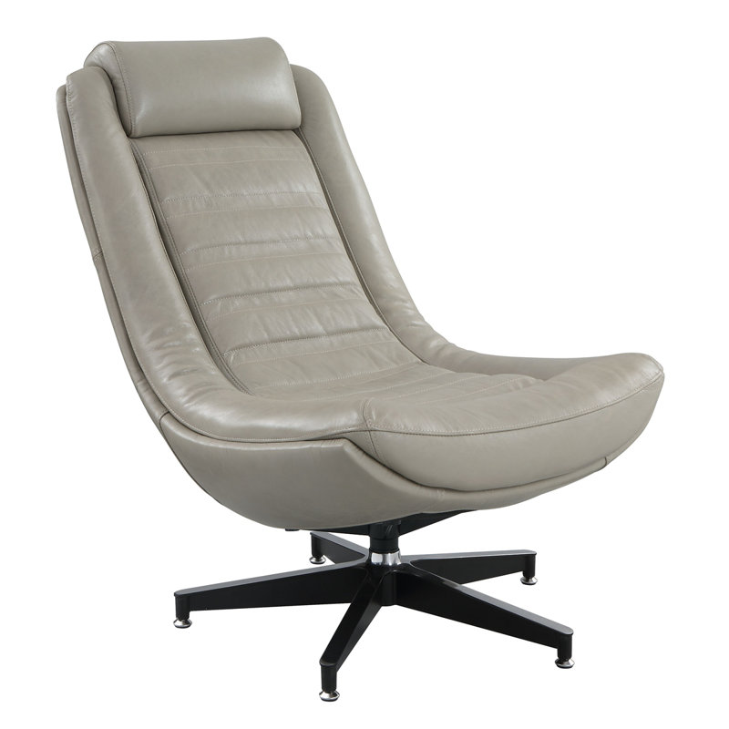 Chaise d'appoint pivotante Khalial, Similicuir gris