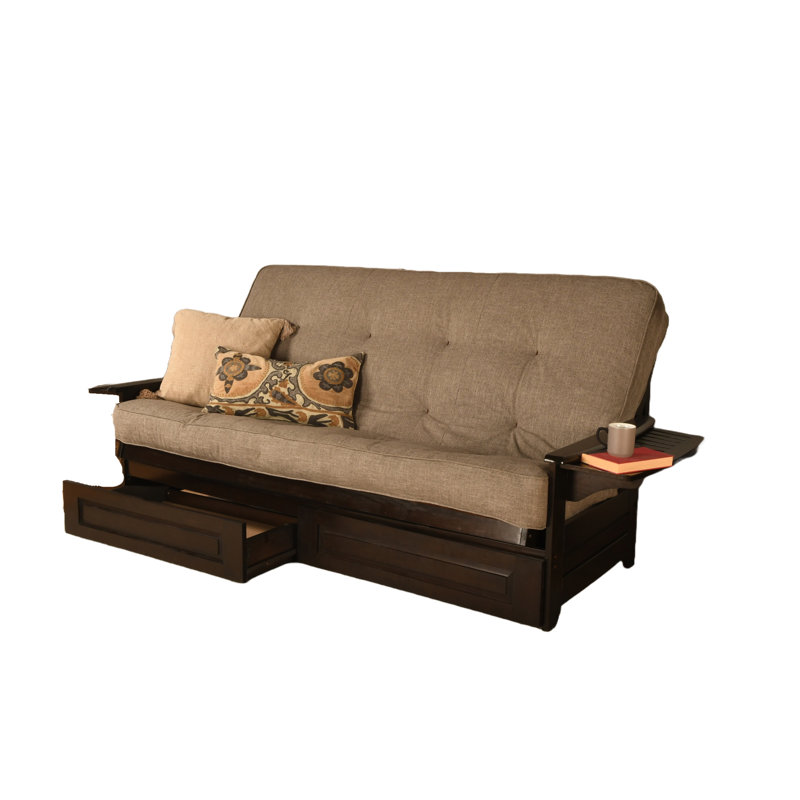 Futon avec rangement Stratford, Espresso, Lin pierre