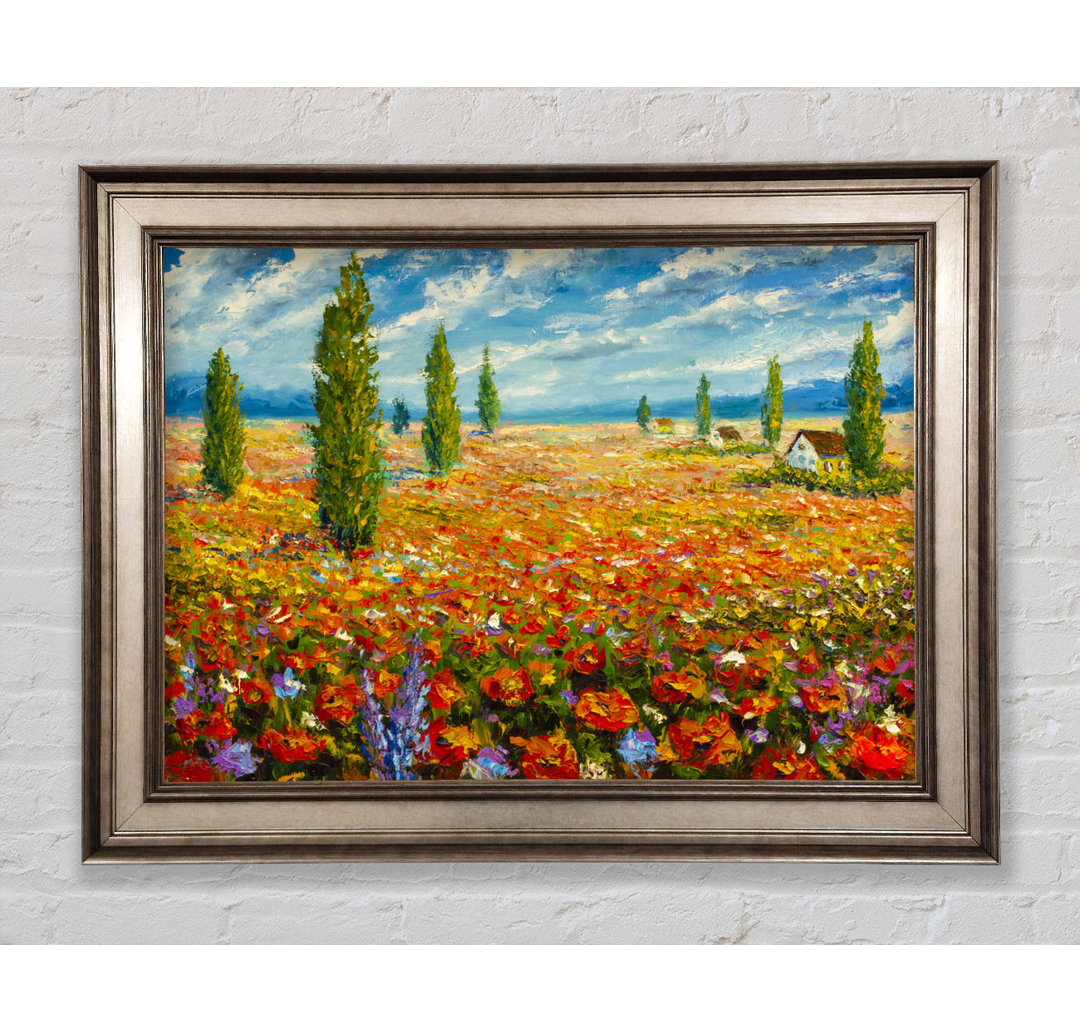 Feld mit Bäumen und Blumen - Einzelne Bilderrahmen Kunstdrucke