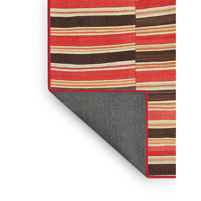 Tapis contemporain rouge / noir, Rectangle 5 pi x 7 pi