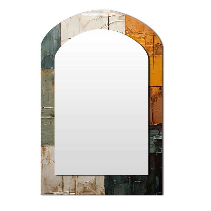 «Hardedge Art Earthy Euphony I», miroir décoratif arqué à arche rigide, miroir mural asymétrique moderne, impression sur métal