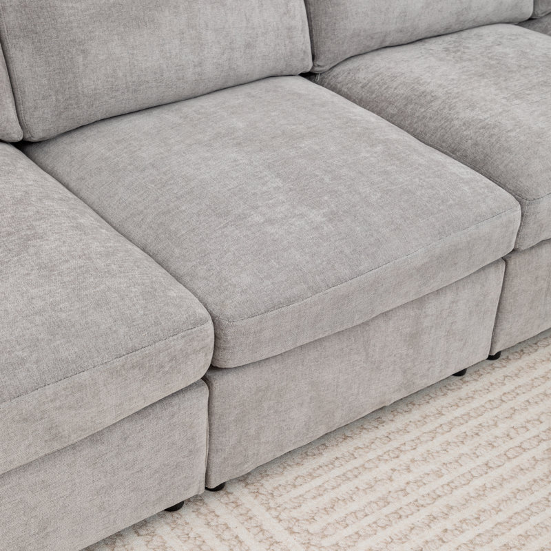 Canapé modulaire en L 6 pièces Wilroy, Gris