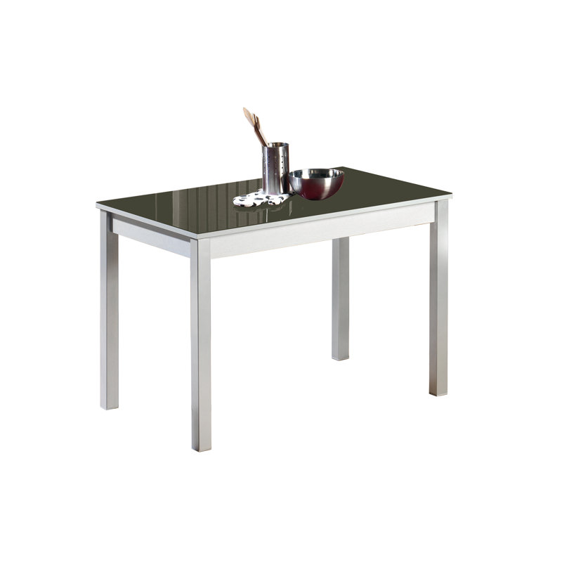 Darvone Glass Top Metal Base Dining Table, Graphite, 80cm L x 40cm W