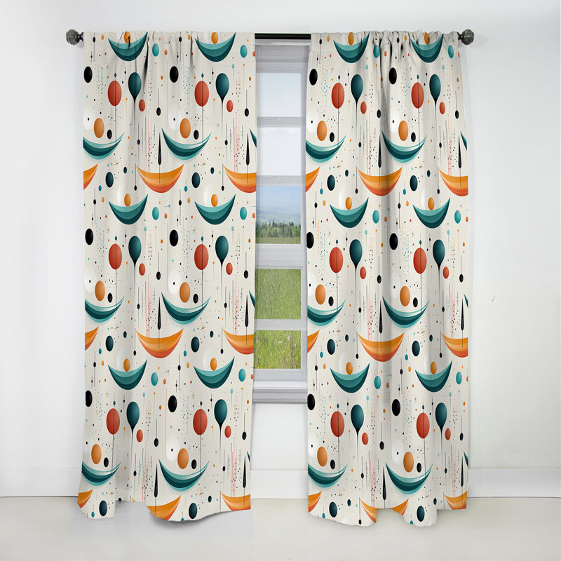 Cosmic Simplicity V - Abstract Curtain - Blackout Geometric Shapes Curtain - 1 Panels, 52" W x 108" L