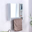 Armoire à miroir blanche pour salle de bain - Porte-serviettes mural avec charnières silencieuses