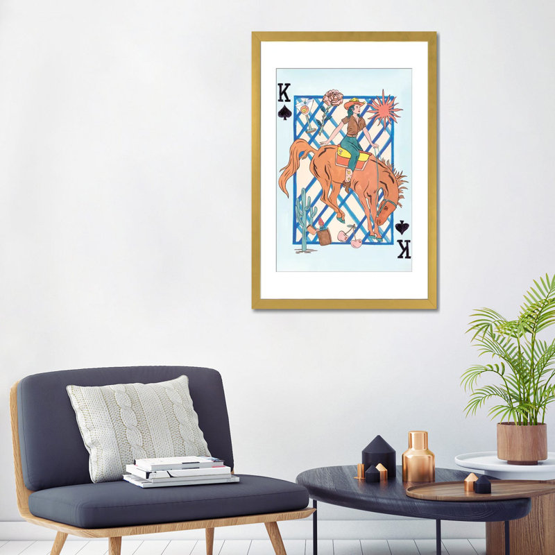 Range Rider III - reproduction d'art murale - papier d'art encadré, H 32 po x l 24 po, Doré