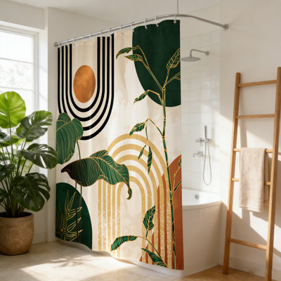 Paquet de 1 rideau de douche Bohemian Abstract Plant