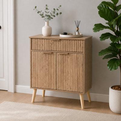 28.35" W Modern Accent Cabinet with Fluted Doors, Storage Sideboard Cabinet with Drawer and Adjustable Shelf for Living Room, Entryway and Dining Room