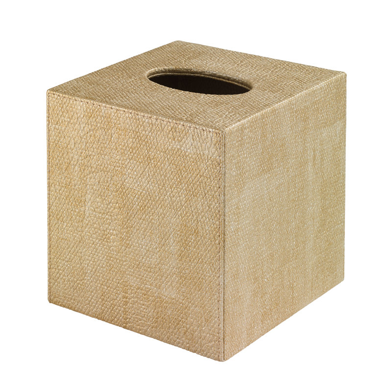 Luster Tissue Box Cover, Gold