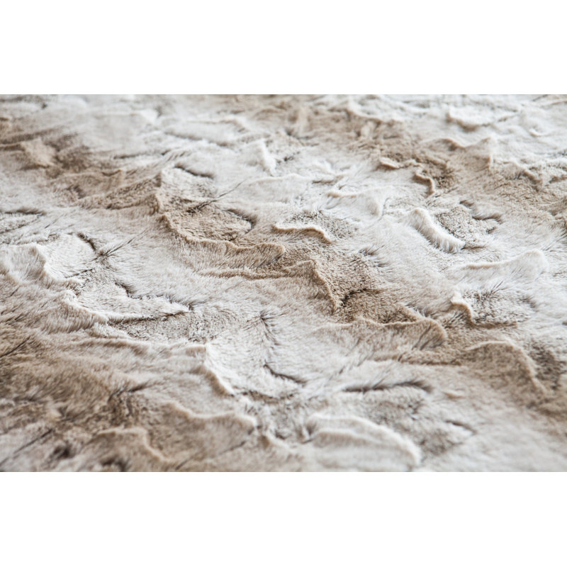  Jeté en imitation de fourrure avec motif de feuilles tombantes, l 60 po x L 70 po, Brun