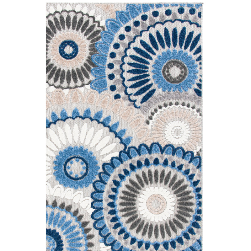 Tapis d'intérieur / extérieur à motif géométrique Delloyd Performance, Rectangle 6 pi 7 po x 9 pi