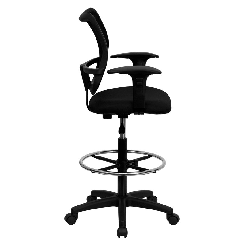 ErgoDraft Black Mesh & Nylon Adjustable Drafting Chair with Swivel