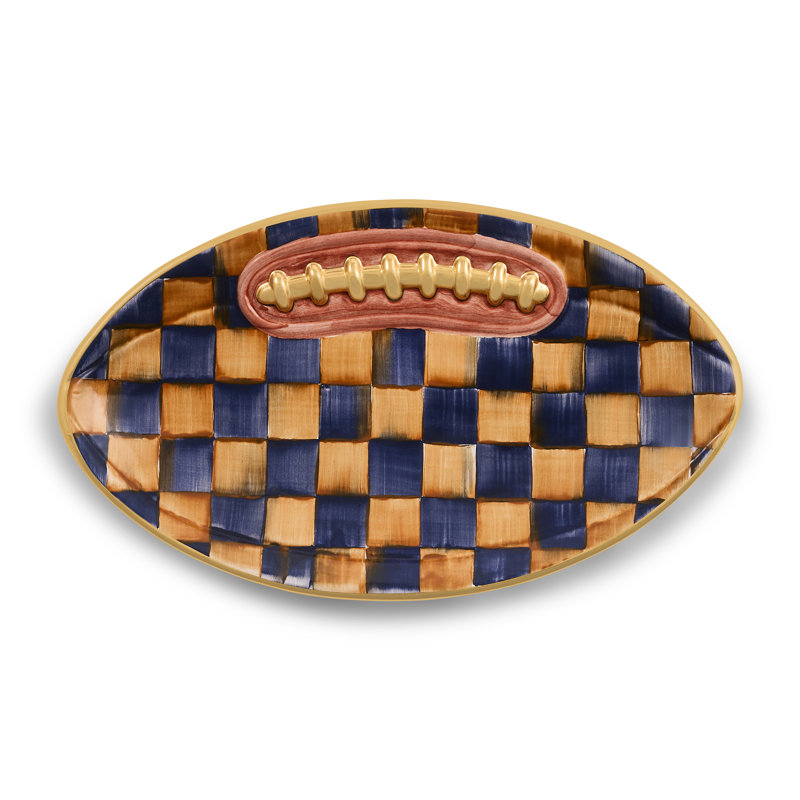 Ginger & Royal Check Football Platter, Navy/Brown