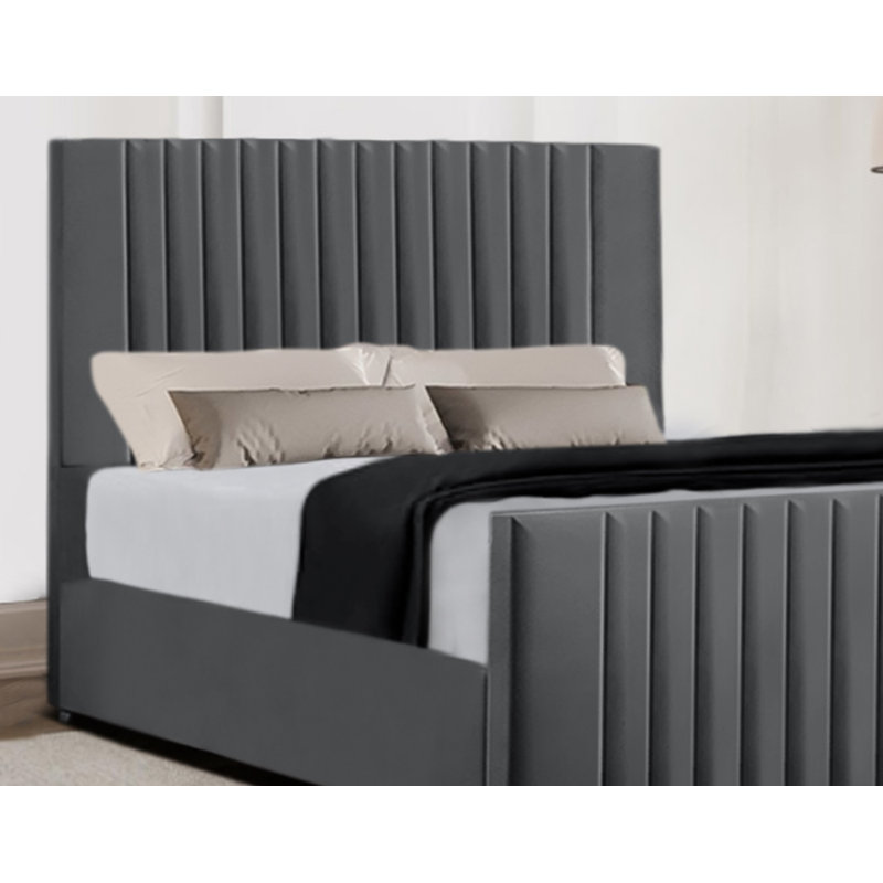 Steve Upholstered Bed, Double (4'6), Steel Grey