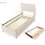 Lit plateforme simple en lin beige avec lit gigogne et 3 tiroirs, Vibe