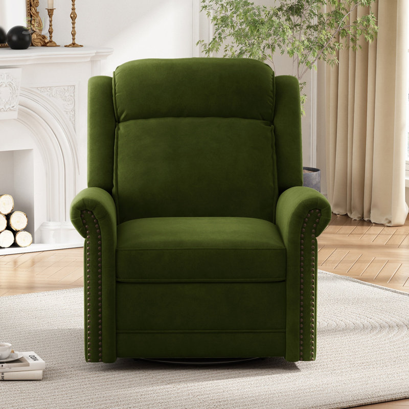 360° Swivel Recliner Manual Rocking Recliner With Adjustable Backrest For Ultimate Comfort And Modern Living, Recliner, Green