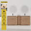  Ensemble de meuble-lavabo autoportant 84 po avec éviers simples en céramique et armoire de rangement latérale en chêne imitation 84 po-132911170