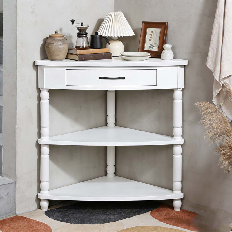 Petite table de coin 33,8 po, Blanc lait