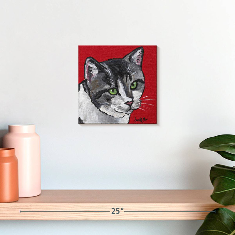 Crowle Cat Tabby On Red, 10" H x 10" W