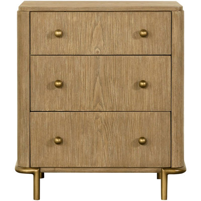 Modern 3 Nightstand With - Felt-lined Top Drawer Natural Finish Design
