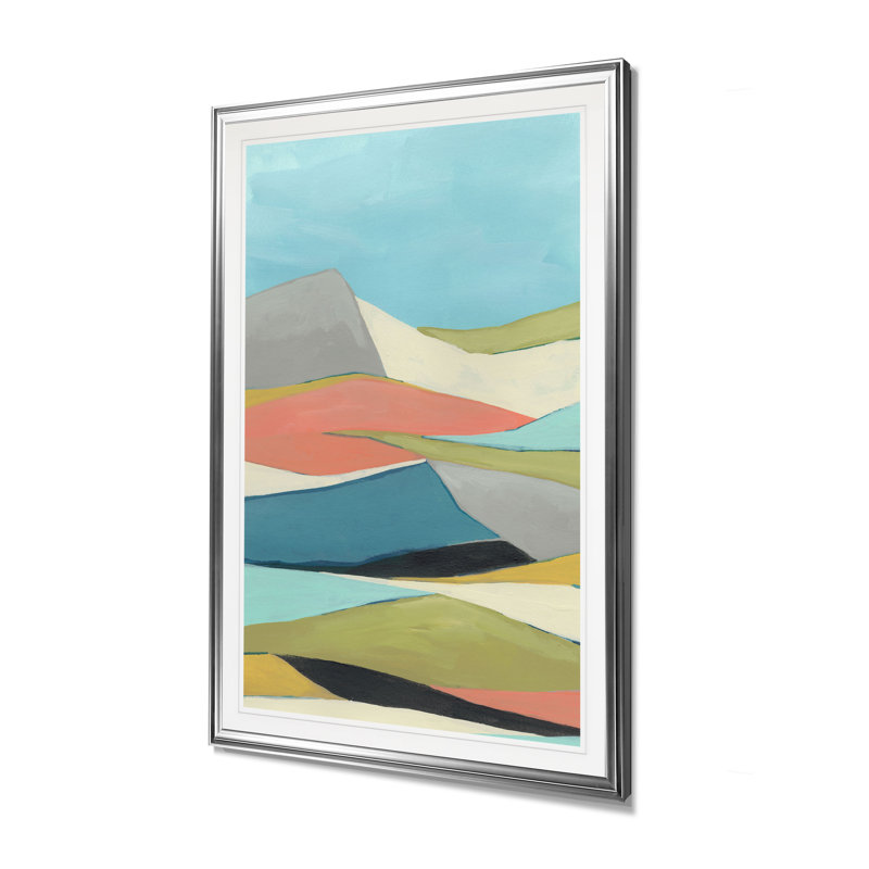 « geoscape i »-impression sur toile, H 24 po x l 20 po x P 1,5 po, Cadre argenté