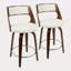 Tabouret de comptoir pivotant Mid-Century moderne en similicuir cerise et blanc par Lumisource - ensemble de 2