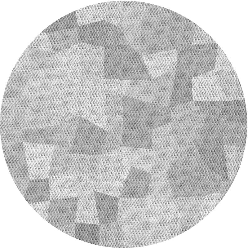 Tapis rond gris à motif géométrique, Rond 7 pi
