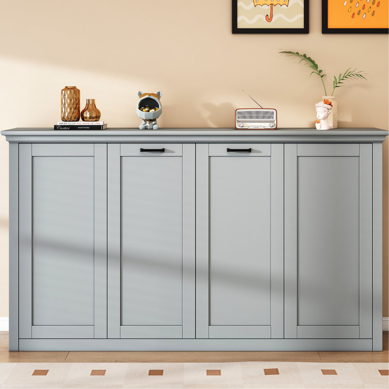 Folding Twin Bed, Gray - Strong, Space Bed Into Cabinet, Solid, Conscious
