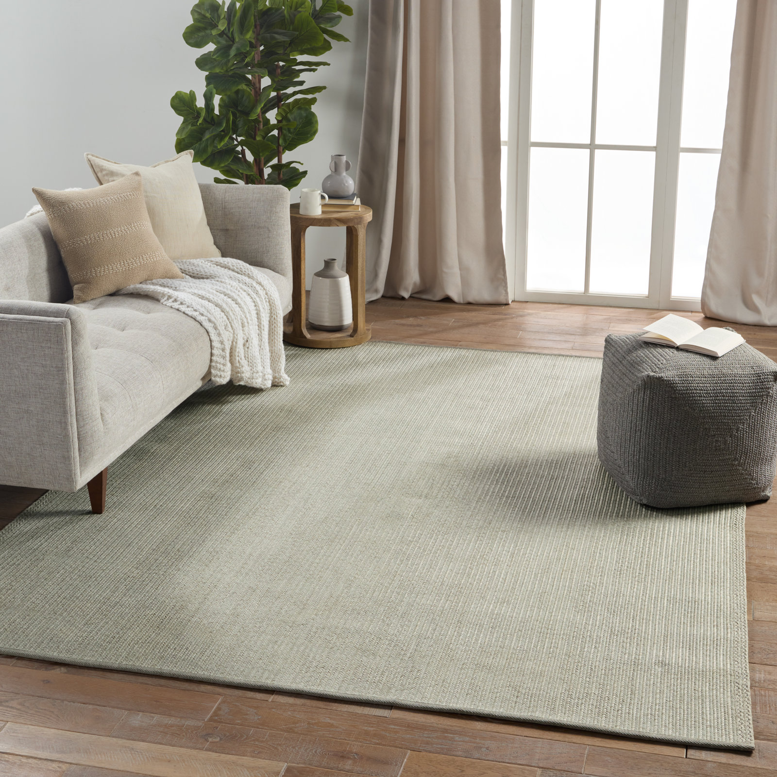 Colten Light Gray Hand-Woven Outdoor Rug, Rectangle 2' x 3'