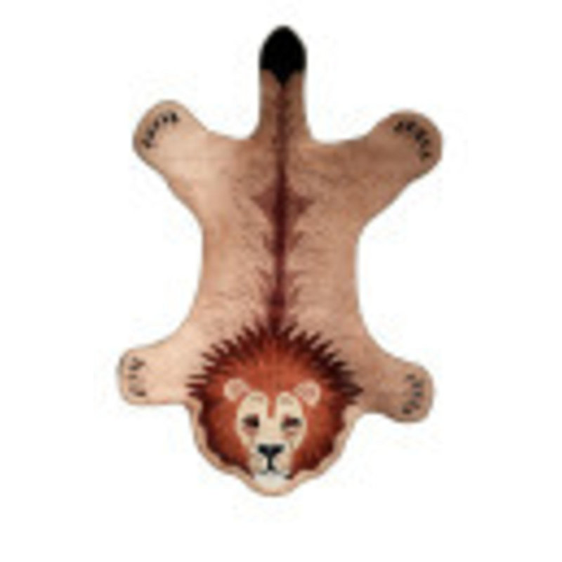 Cute Lion Pattern Woven Base Machine Washable Rug, Square 3'3" x 3'3" Rug Pad Included