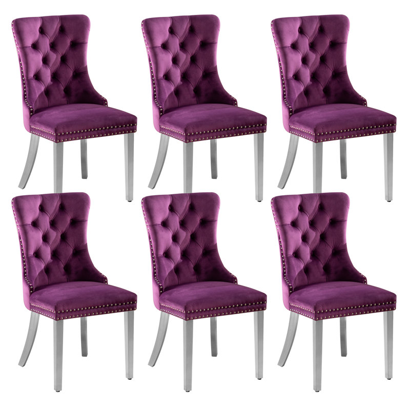 Chaise de salle à manger Klingbeill, Mauve, Argent argent, 4