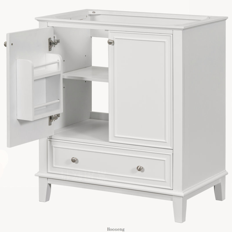 Base de meuble-lavabo autoportant 30 po avec cadre solide et multifonctionnel avec portes et tiroir, blanc, Blanc