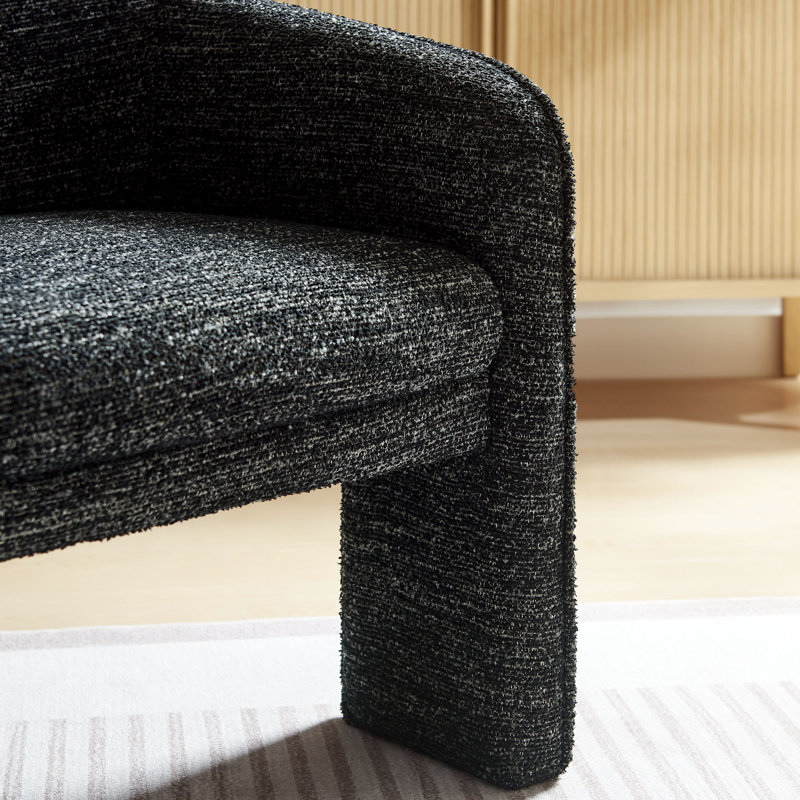 Fauteuil d'appoint rembourré en tissu Greer Boucle, Tissu gris anthracite