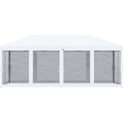 10' X 20' Pop Up Canopy Tent With Netting, Resilient Instant Sun Shelter For Outdoor, Garden, Patio, Creamy White, Generous Inner Capacity Strong Refuge Cream Vast