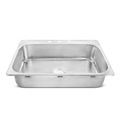 Angelico Stainless Steel 33" Single Bowl Drop-In Kitchen Sink with 3 Holes