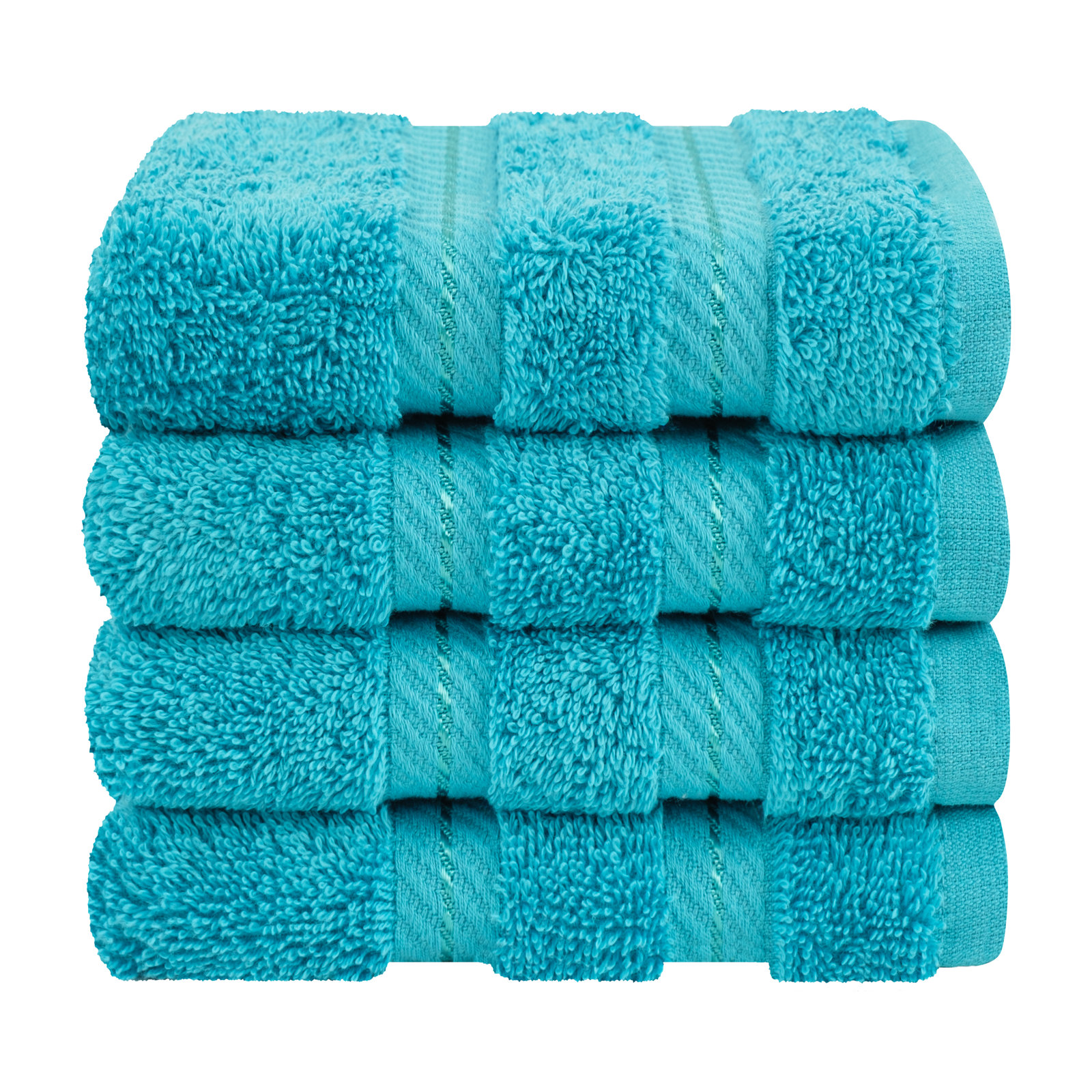 Darcelle 100% Cotton 4-Piece Turkish Washcloth Set, Aqua Blue