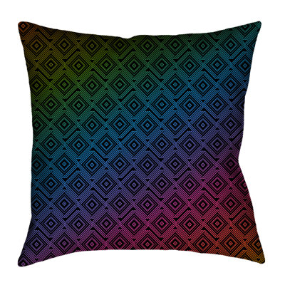 Katelyn Elizabeth Geometric Leather/Suede Reversible Throw Pillow