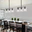 Luminaire suspendu 3 lumières pour îlot de cuisine et salle à manger, style campagne moderne avec abat-jour en verre transparent, hauteur réglable, base E26 compatible avec les ampoules à intensité variable