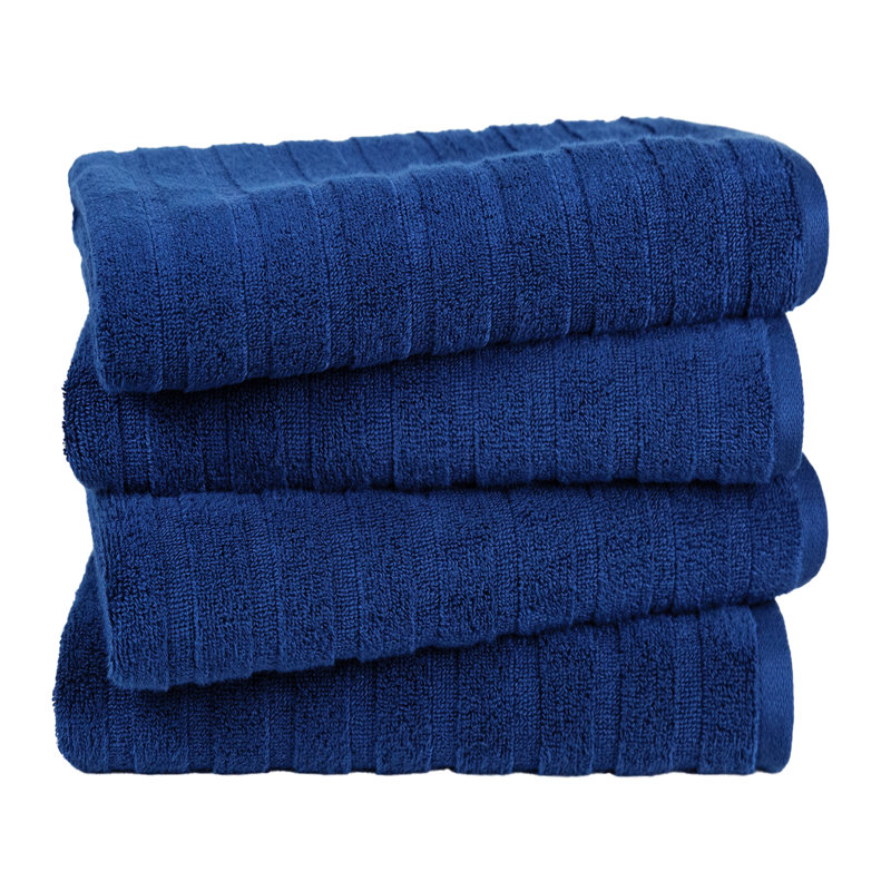 100% Cotton Zero Twist Terrycloth Quick Dry Towel (Set of 4), Bath Towels - 4 Pack Towels, Navy Blue