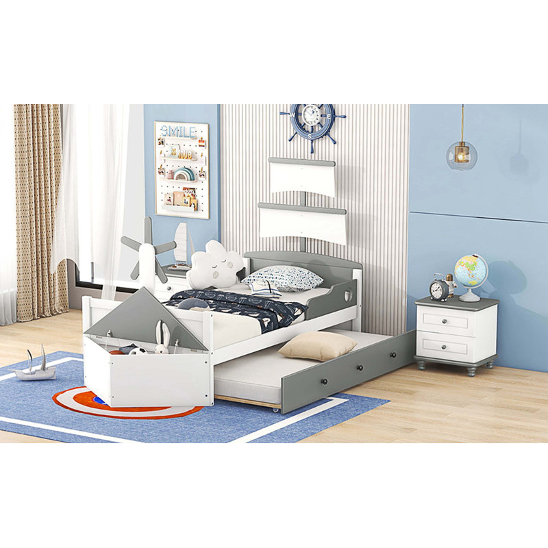 Lit plateforme simple avec rangement Alsea, gris