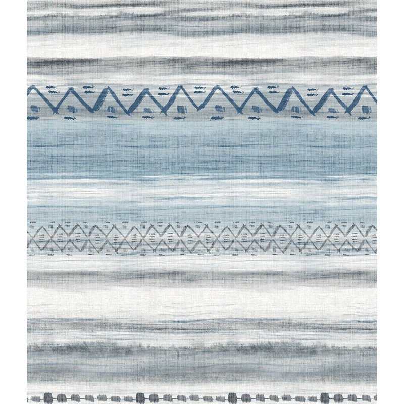 Papier peint rayé Kaicee, Bleu fumée / cendre