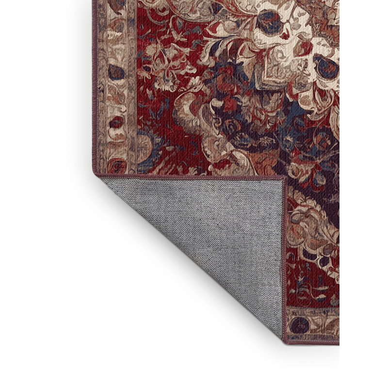 Tapis rouge lavable à la machine, Carré 7 pi
