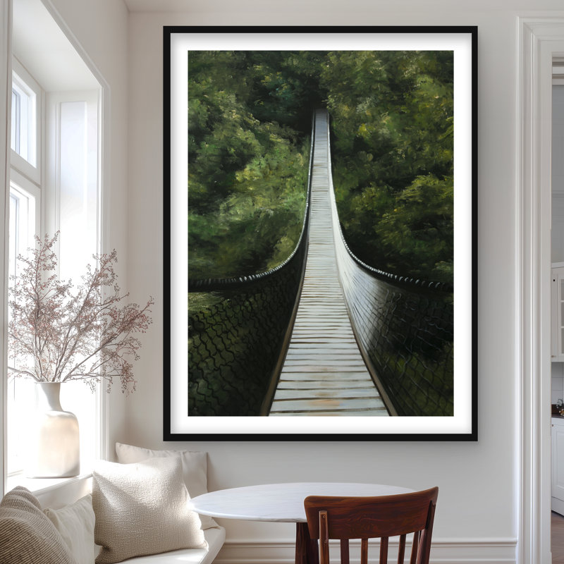 Pont suspendu dans la forêt - impression de chambre à coucher de paysages