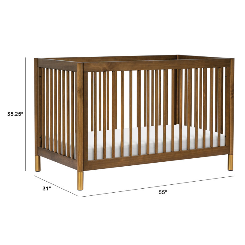 Gelato 4-in-1 Convertible Crib, Natural Walnut/Gold